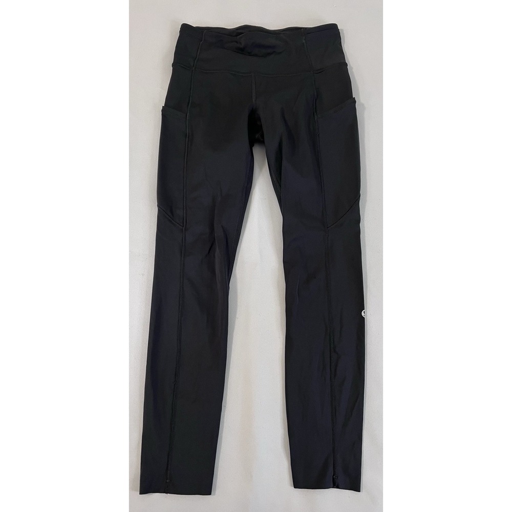 Lululemon running pocketed drawstring waist Black Leggings Size 6 Defect ‼️